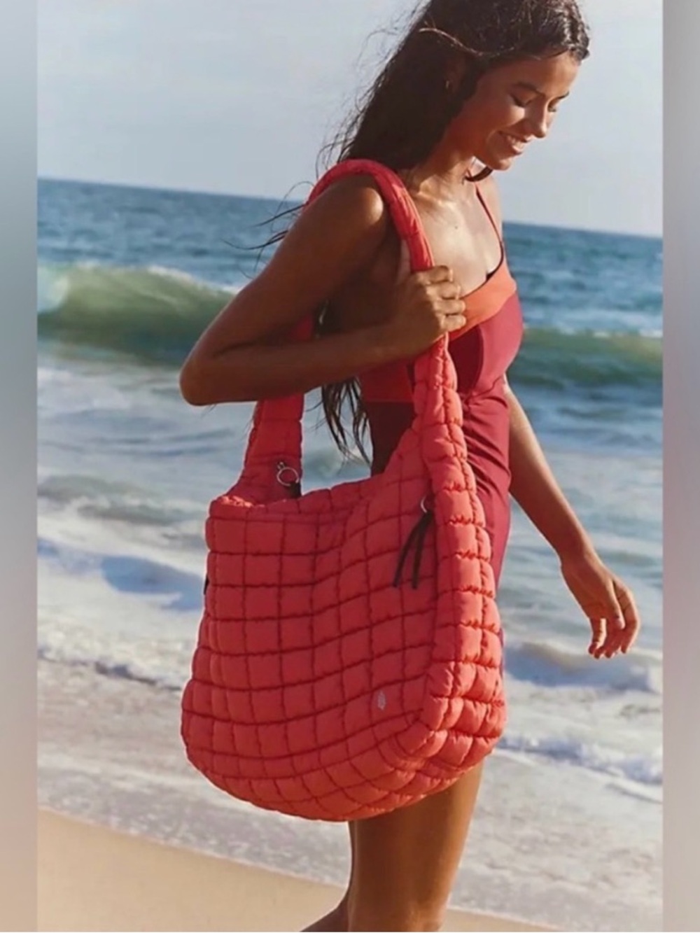 NWT FP Movement Carryall Quilted Bag in Coral